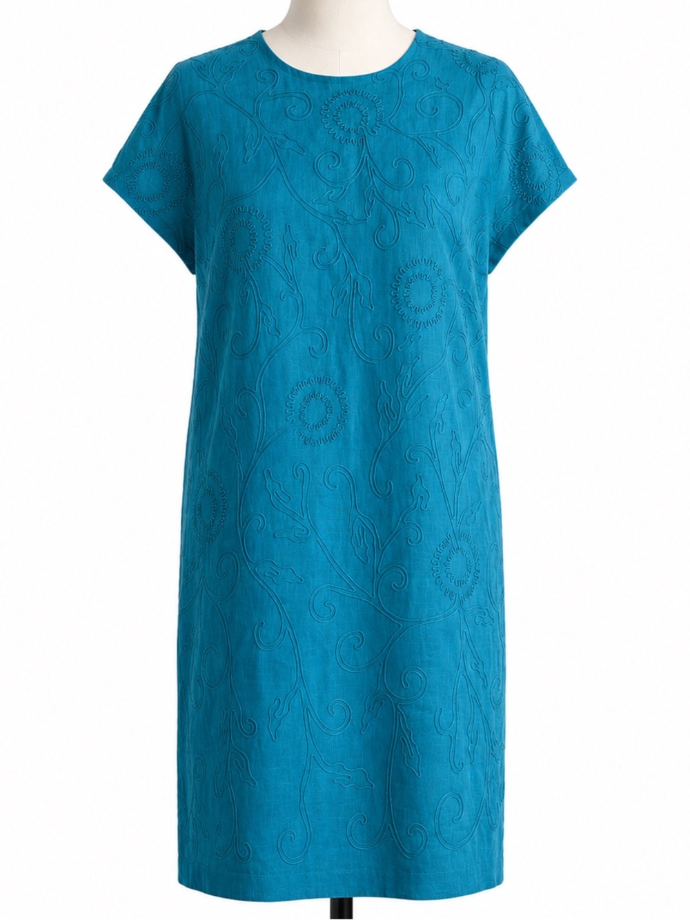 Vintage Carmen Marc Valvo Linen Shift Dress Embroidered Silk Lined Event Party 6